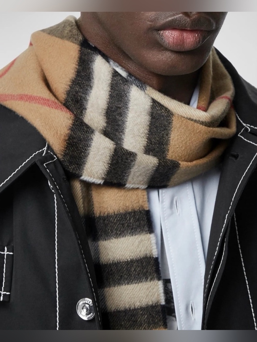 NEW XL BURBERRY LONDON 2025 Half Mega Giant Check Cashmere Scarf Shawl Wrap
